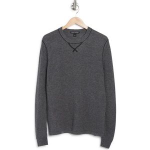 NWT Autumn Cashmere Men’s Contrast Stitch Thermal Crew Pullover Grey L